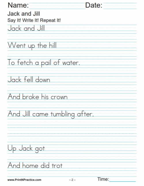 nursery rhymes worksheet for preschoolers