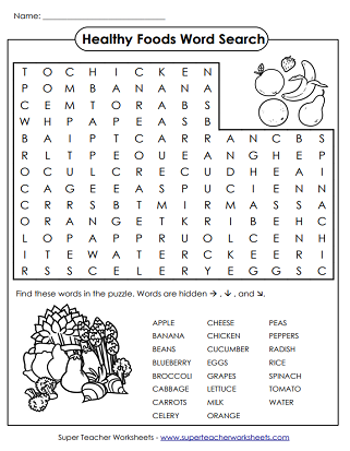 nutrient worksheet for students