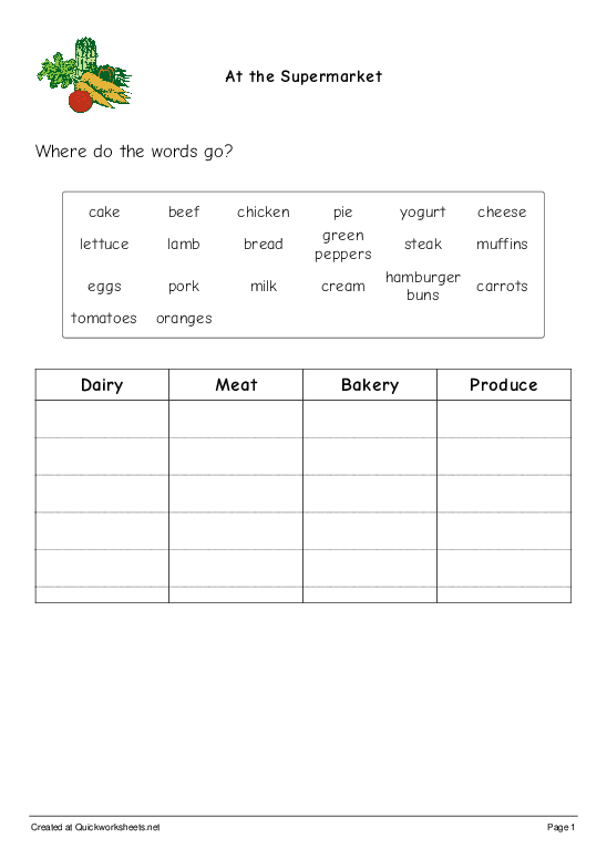 NUTRITION Worksheets