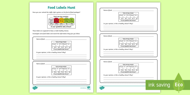 Reading Food Labels Worksheet - Primary Resources - Twinkl