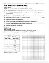 nutrition worksheet for high school