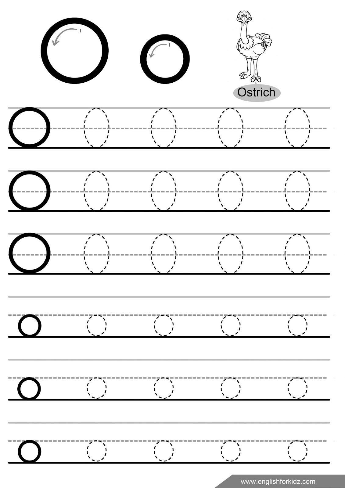 o worksheet for kindergarten