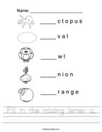 o worksheet for kindergarten