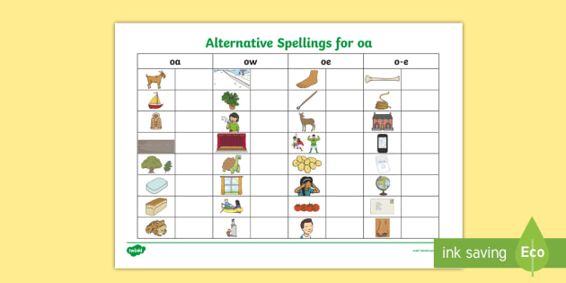 oa oe ow worksheet