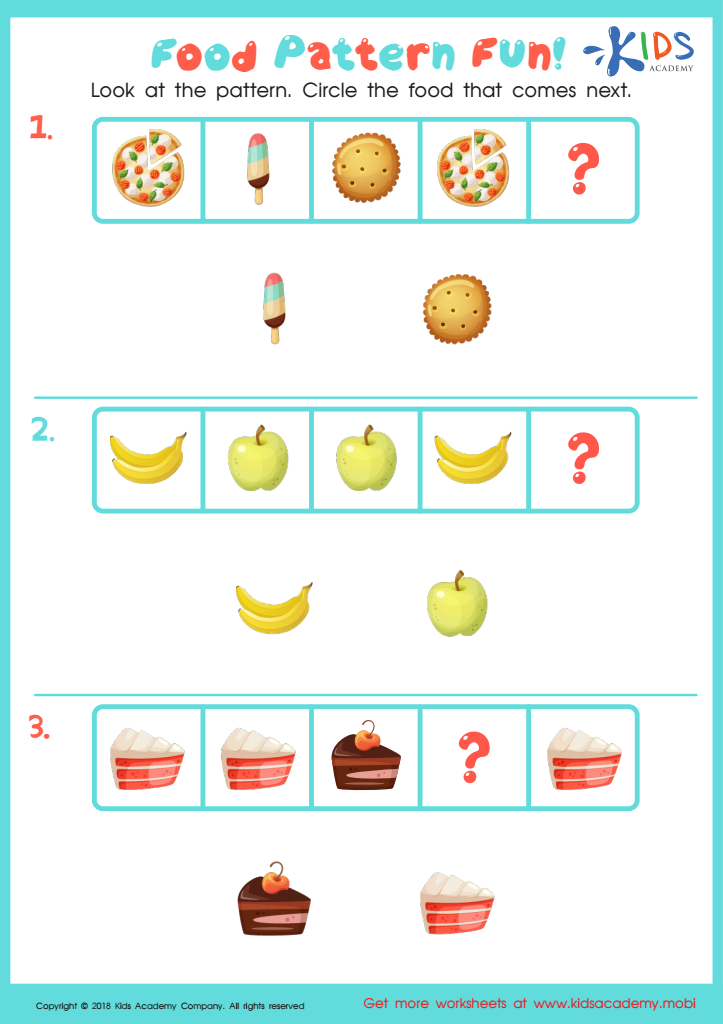 PK.OA.2 Patterns free worksheets for Preschool