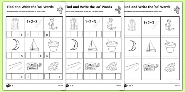 Letters and Sounds Oa Words Differentiated Worksheets