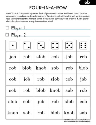 ob word family worksheet