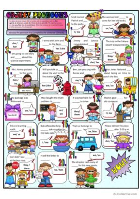 248 Object pronouns English ESL worksheets pdf &  doc