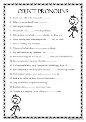 248 Object pronouns English ESL worksheets pdf &  doc