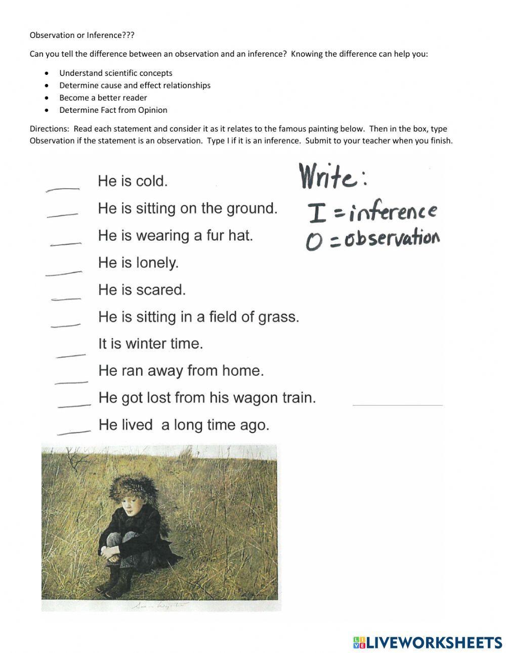 observation and inference worksheet