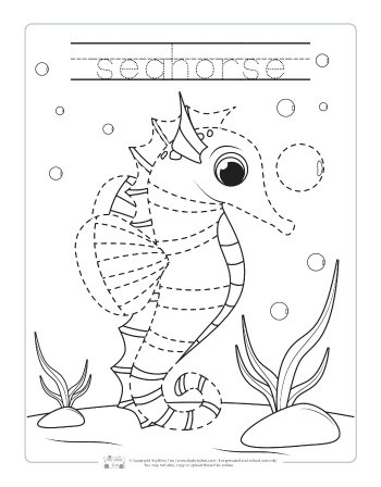 Ocean Animals Tracing Worksheets - Itsy Bitsy Fun
