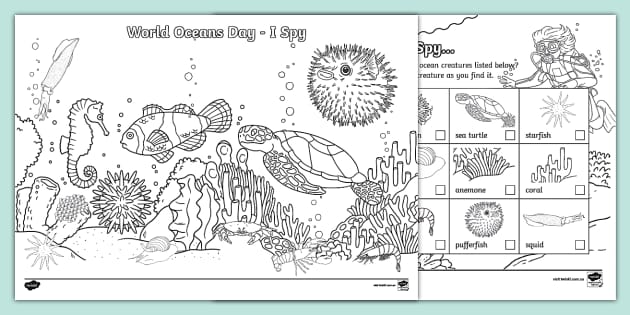 World Oceans Day Ocean Creatures I Spy (teacher made)