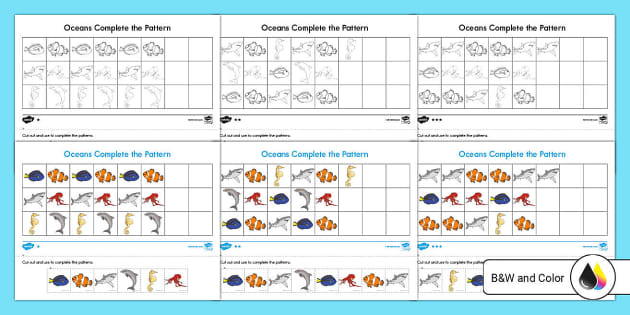 Ocean Pattern Worksheet | Primary Resource | Twinkl - Twinkl
