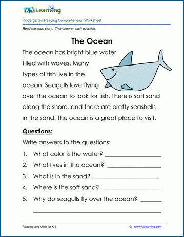 The Ocean - Childrens Stories and Reading Worksheets | Worsheets library