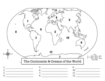 Continents and Oceans of the World Worksheet by Taylor Schafer worksheets library