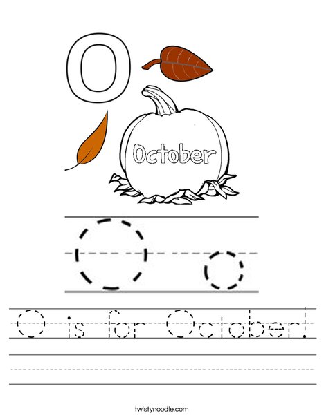 O is for October Worksheet - Twisty Noodle