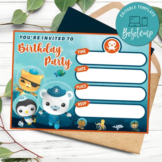 Octonauts fill in blank Invitation Customizable Template | Bobotemp