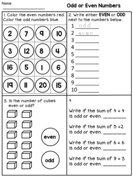 odd and even number worksheet for 2nd grade