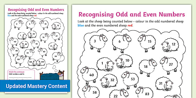 odd and even number worksheet