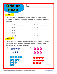 Odd or Even | 1st Grade Math Worksheets