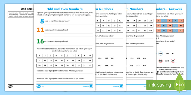 Year 2 Maths Odd and Even Numbers Homework Worksheet / Worksheet