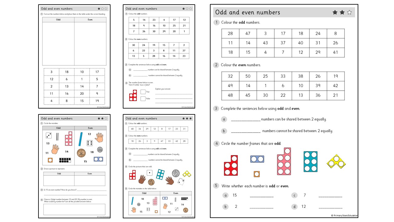 Odd and even numbers | Worksheets - Primary Stars Education