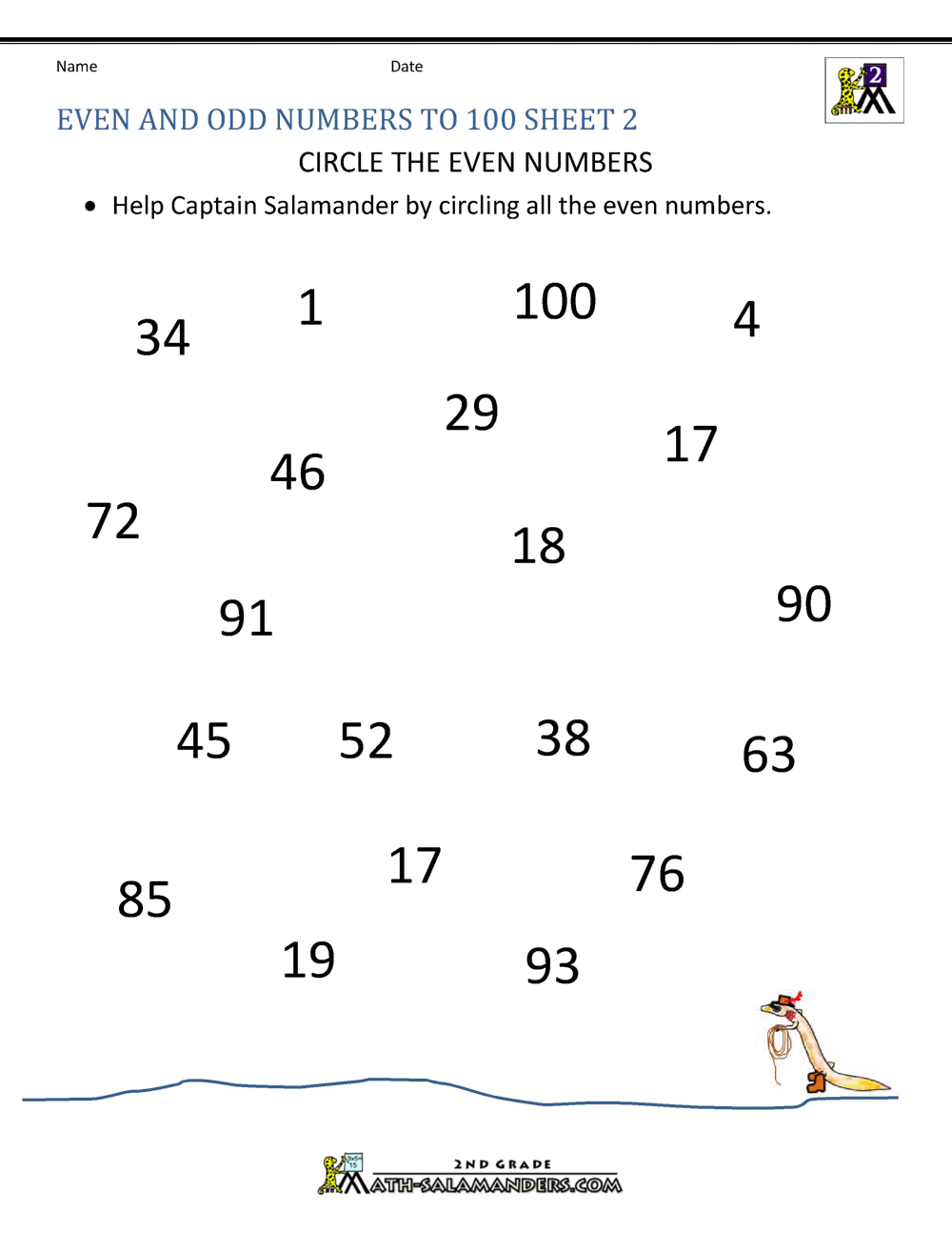 Odd Numbers and Even Numbers Worksheet