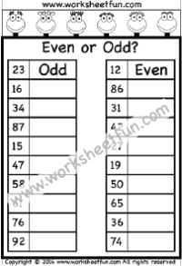 Numbers - Even &  Odd / FREE Printable Worksheets - Worksheetfun