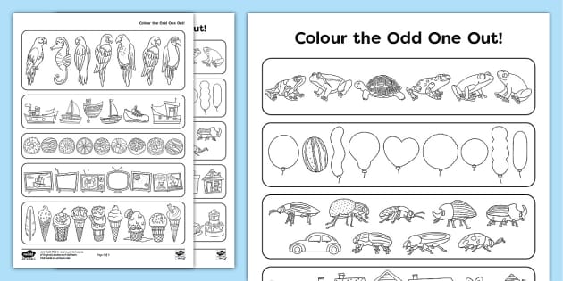 Colour the Odd One Out Exercises | Twinkl Originals - Twinkl