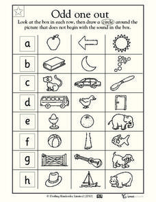 Odd One Out Worksheet for Pre-K - Kindergarten | Lesson Planet