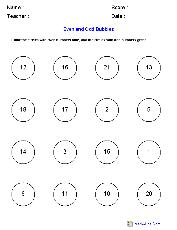 Even and Odd Worksheets | Dynamically Created Even and Odd Worksheets