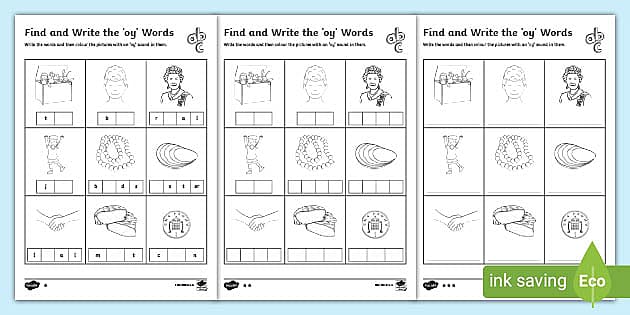 oi and oy words worksheet