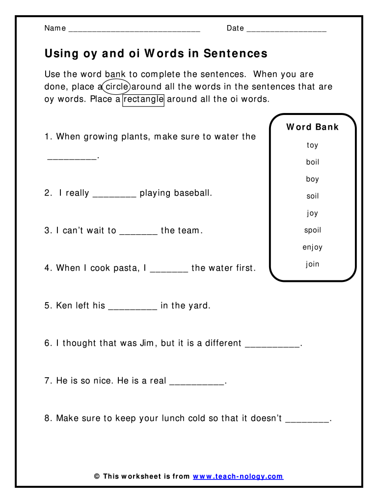 Oi Oy Worksheets Pdf - Fill Online, Printable, Fillable, Blank ...
