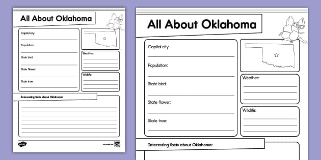 All About Oklahoma Research Activity for K-2nd Grade
