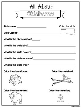 All About the State Oklahoma Worksheets. 2nd-5th Grade US ...