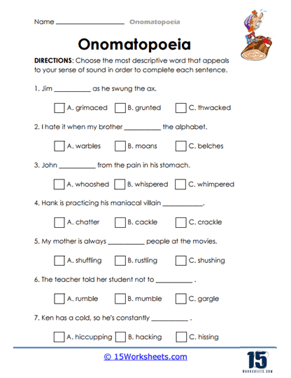 Onomatopoeia Worksheets - 15 Worksheets Library