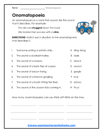 Onomatopoeia Worksheets