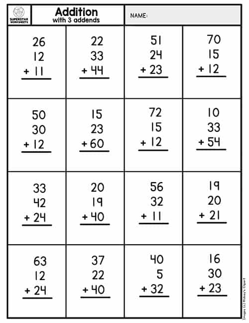 one digit addition worksheet without regrouping