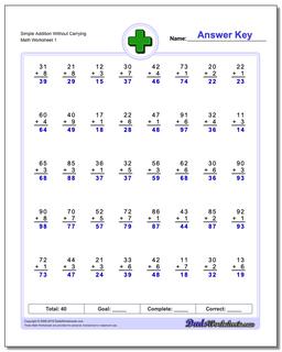 Addition Without Regrouping Worksheets