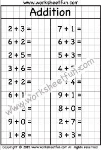 one digit addition worksheet without