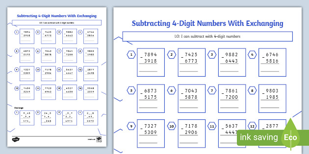 one digit subtraction worksheet