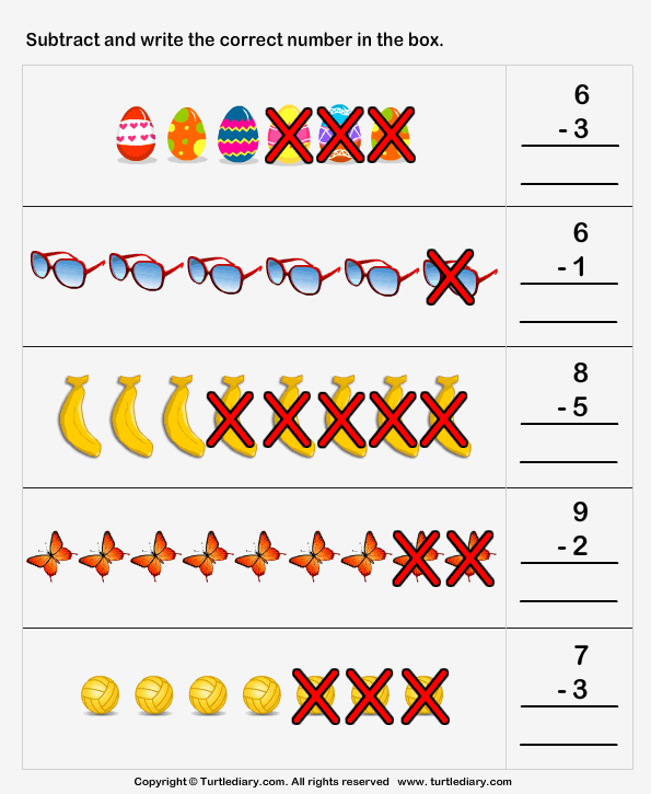 one digit subtraction worksheet