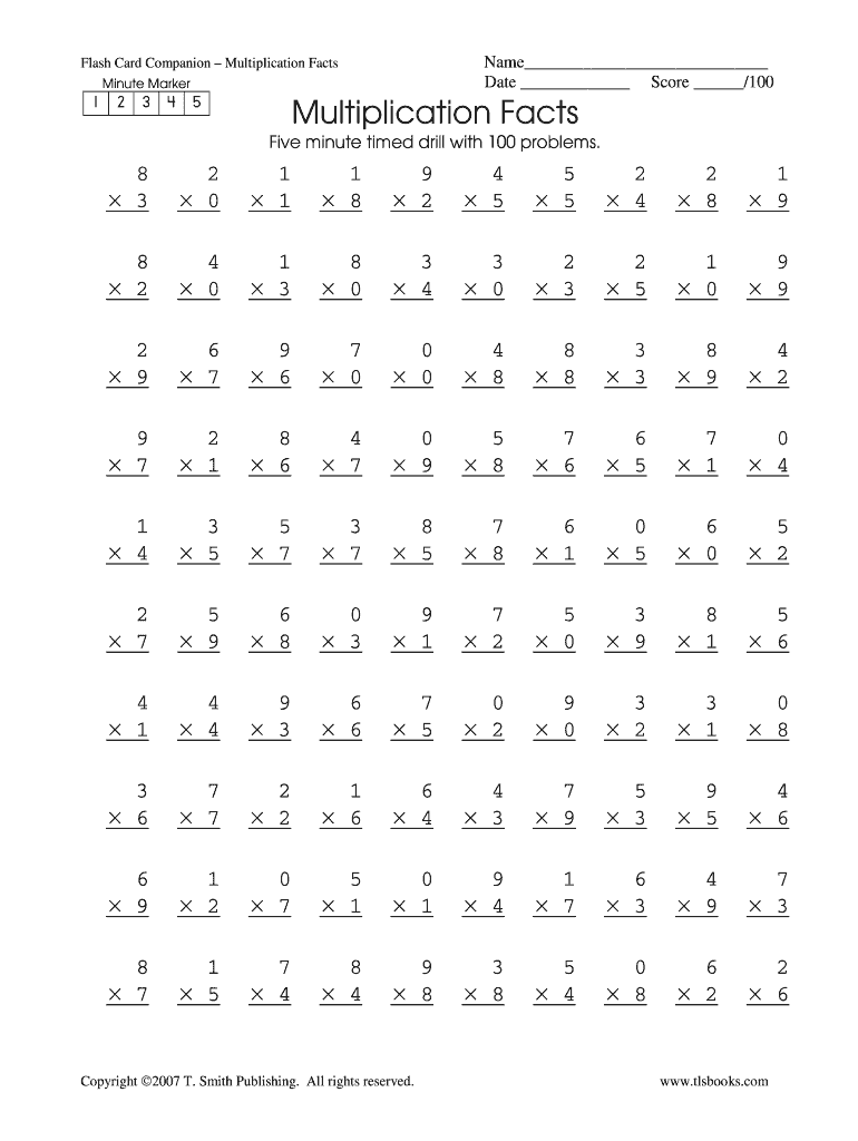 Multiplication drills pdf: Fill out &  sign online | DocHub