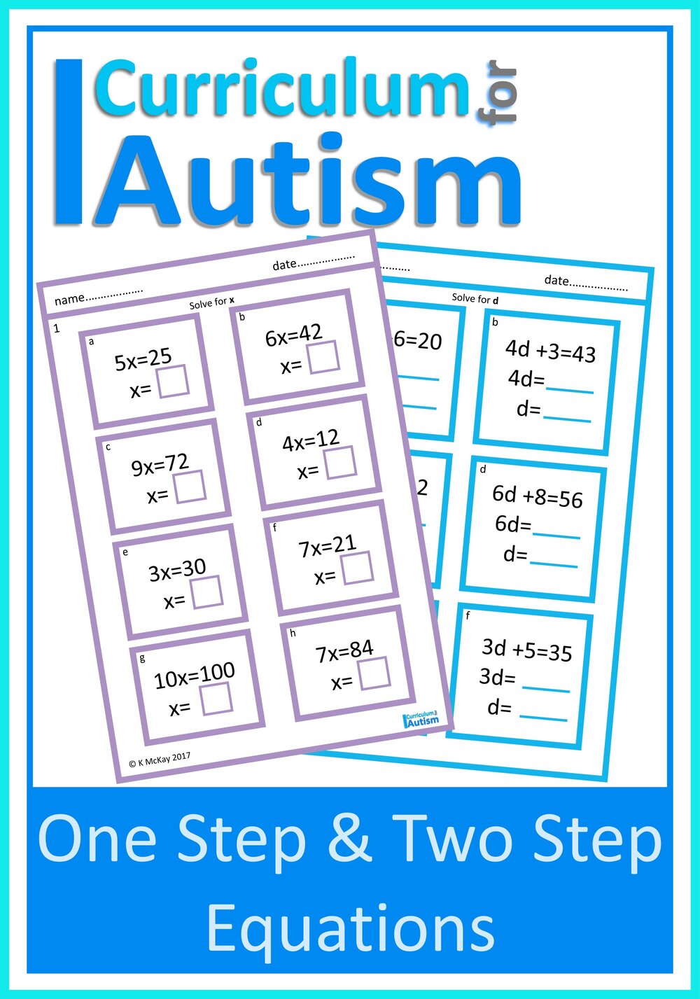 1 Step &  2 Step Equations with Scaffolding Worksheets Autism Special  Education Resource Room Math — Curriculum For Autism