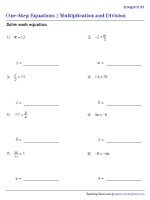 one step division equation worksheet