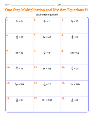 One-Step Multiplication and Division Equations #1 | Interactive ...