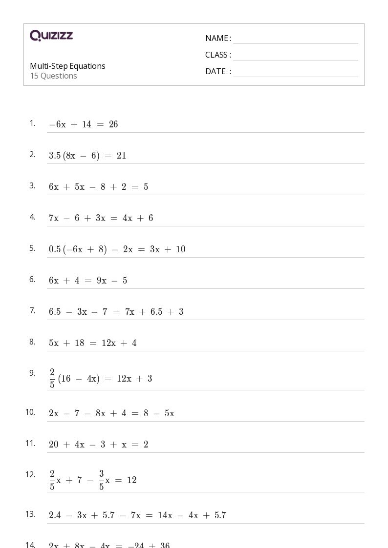 50+ Multi-Step Equations worksheets for 8th Class on Quizizz ...