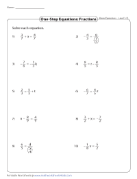 One Step Equation Worksheets