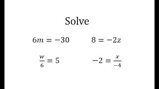 Solving One Step Equations Using Multiplication or Division ...