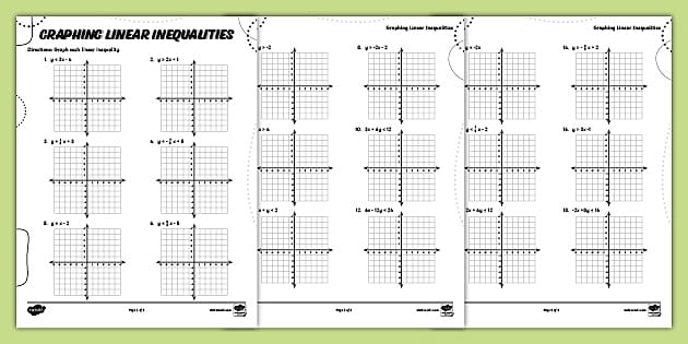 Graphing Linear Inequalities Worksheet | Twinkl USA - Twinkl